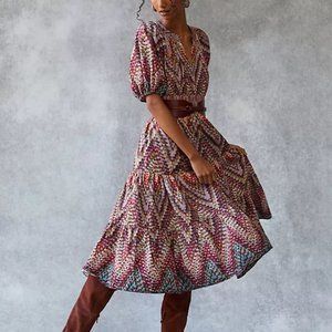 Anthropologie  Puff-Sleeved Midi Dress Size 0